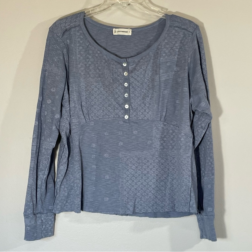 Lucky Brand‎ Tonal Patchwork Print Boho Top